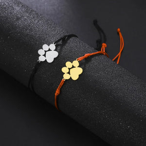 Bracelet en Corde & Pendentif Patte de Chien