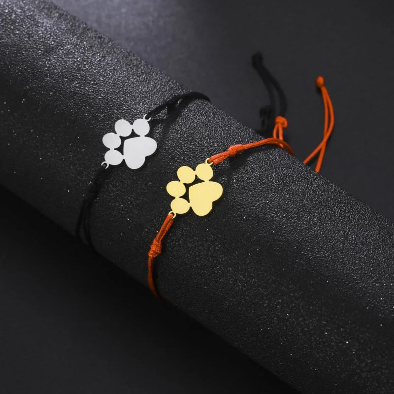 Bracelet en Corde & Pendentif Patte de Chien