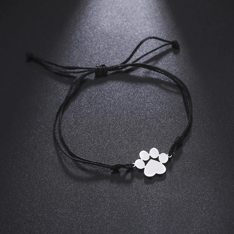 bracelet corde patte chien noir