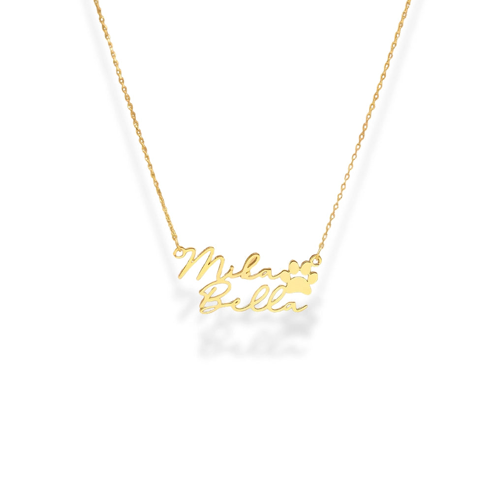 Collier Patte & Deux Prénoms Personnalisée