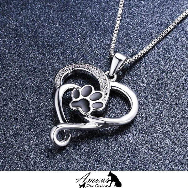 Collier Coeur et Patte de Chien pour Femmes