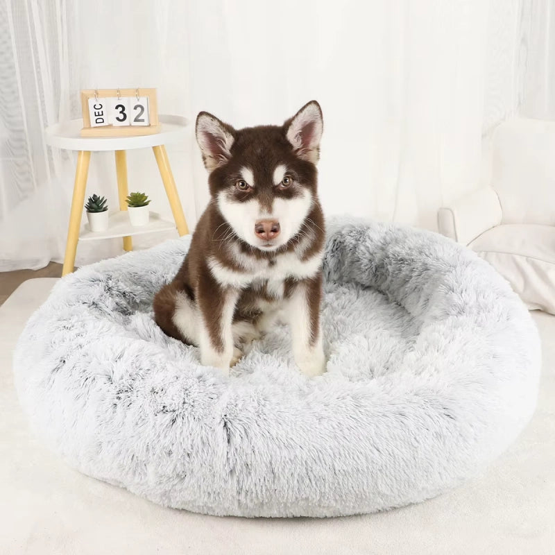 Lit Rond Moelleux pour Chien - Gris
