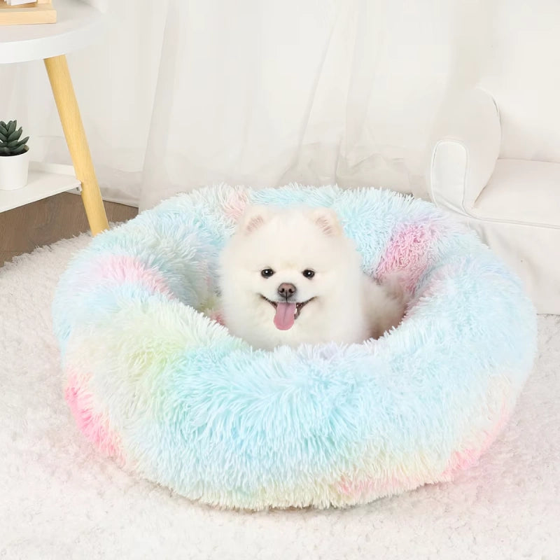 Lit Rond Moelleux pour Chien - Arc en Ciel