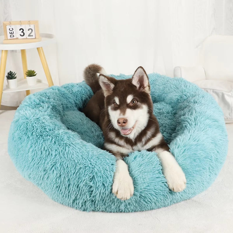 Lit Rond Moelleux pour Chien - Bleu