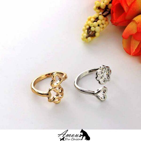 bague coeur et patte chien