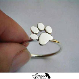 bague petite patte de chien argenté