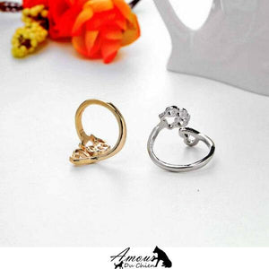 bague coeur et patte amour du chien
