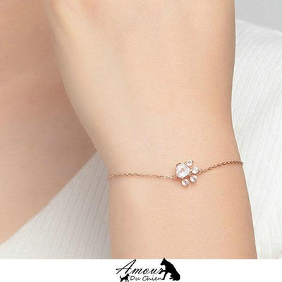 bracelet patte chien argent 925 quartz rose