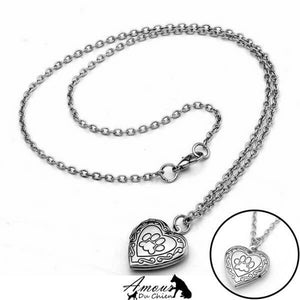 collier coeur et patte de chien