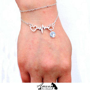 bracelet coeur patte amour chien