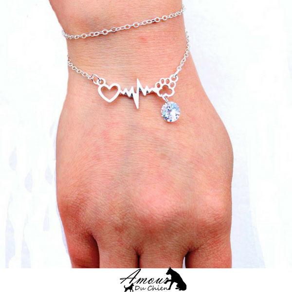 bracelet coeur patte amour chien