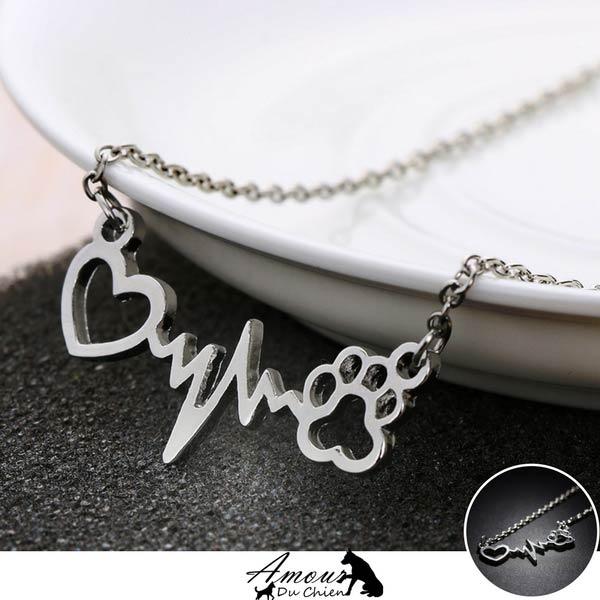 collier coeur patte chien