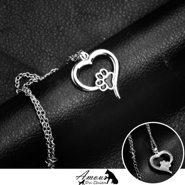 collier coeur patte chien