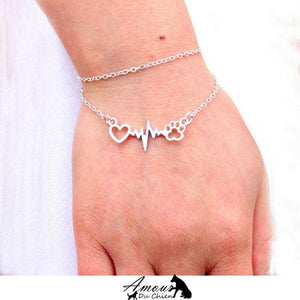 bracelet coeur patte amour chien