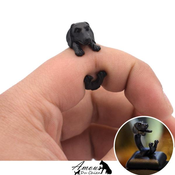 bague chien teckel noir