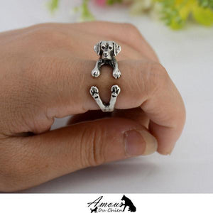 bague chien labrador argenté