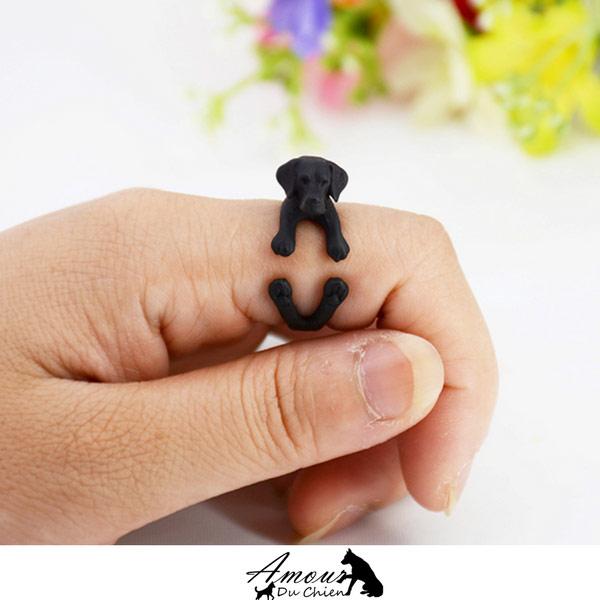 bague chien labrador noir