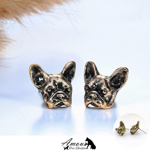 boucle d'oreille chien bouledogue