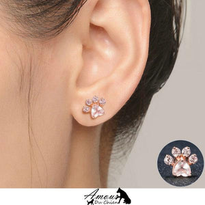 boucles d'oreille patte chien argent 925 quartz rose