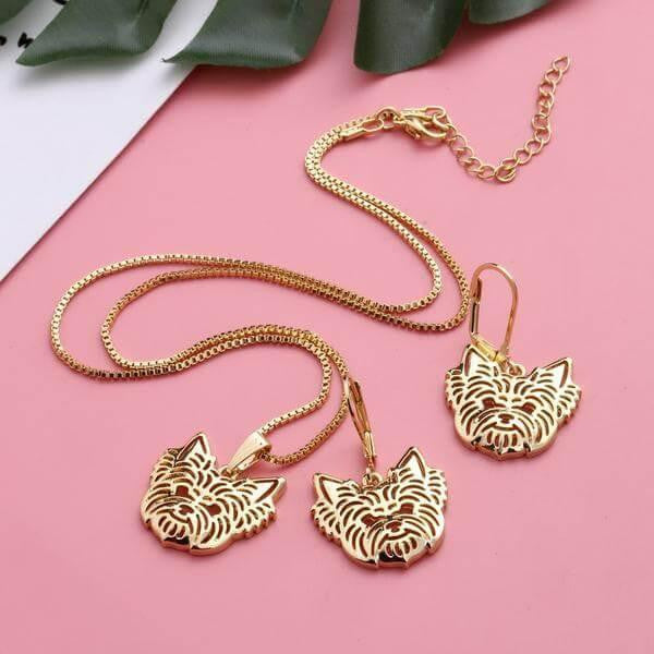 bijoux collier et boucles d'oreille yorkshire