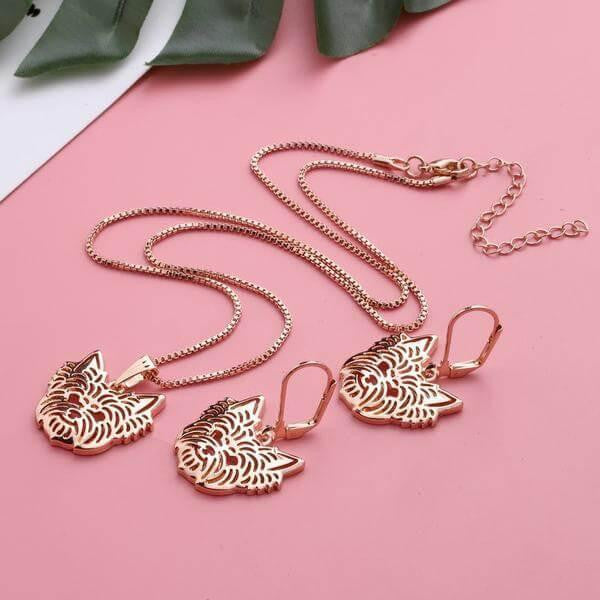 bijoux collier et boucles d'oreille yorkshire