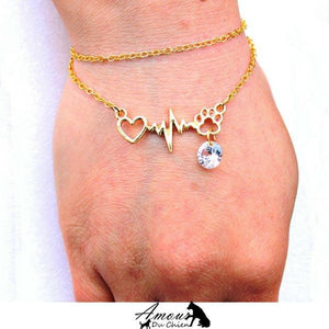 bracelet coeur patte amour chien