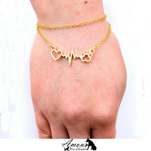 bracelet coeur patte amour chien
