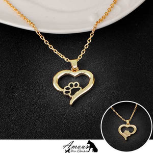 collier coeur patte chien