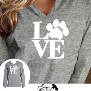 pull capuche amour chien pour femme