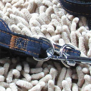 harnais et laisse en jean pour chien