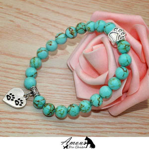 bracelet chien pierre naturelle howlite coeur patte