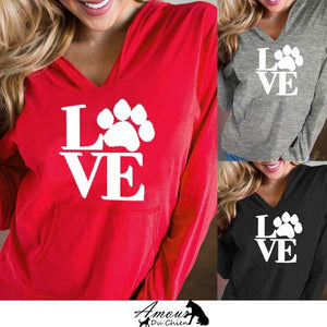 pull capuche amour chien pour femme
