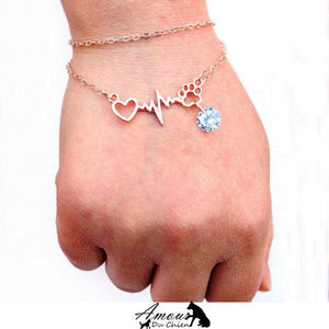 bracelet coeur patte amour chien