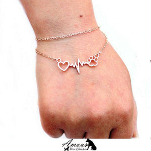 bracelet coeur patte amour chien