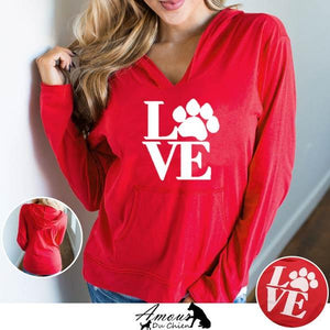 pull capuche amour chien pour femme