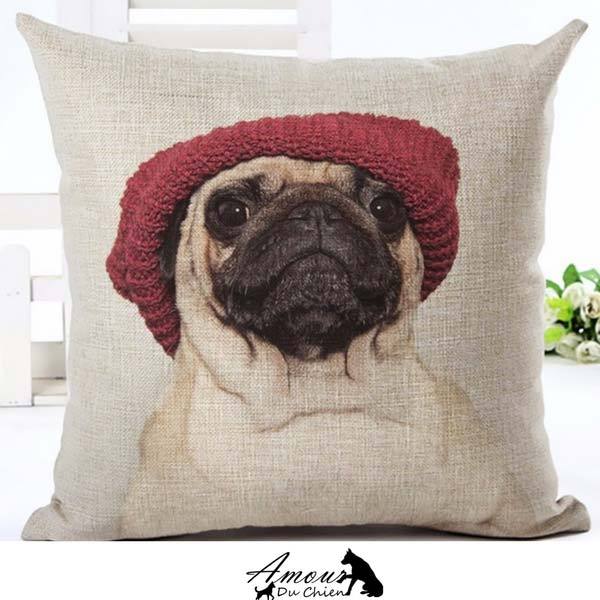 housse coussin chien carlin