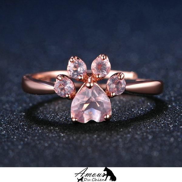 bague patte chien argent 925 rose