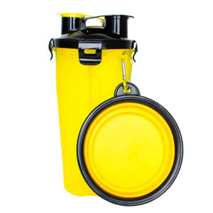 bouteille 2 en 1 chien voyage jaune